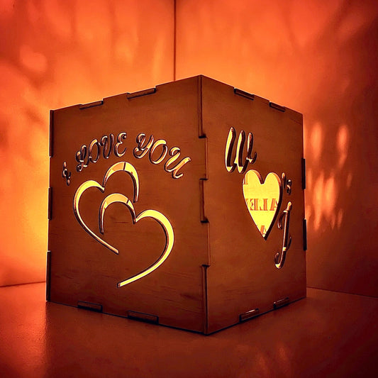 Personilsed Love Heart Wooden Light Box - Design Hut Mandurah