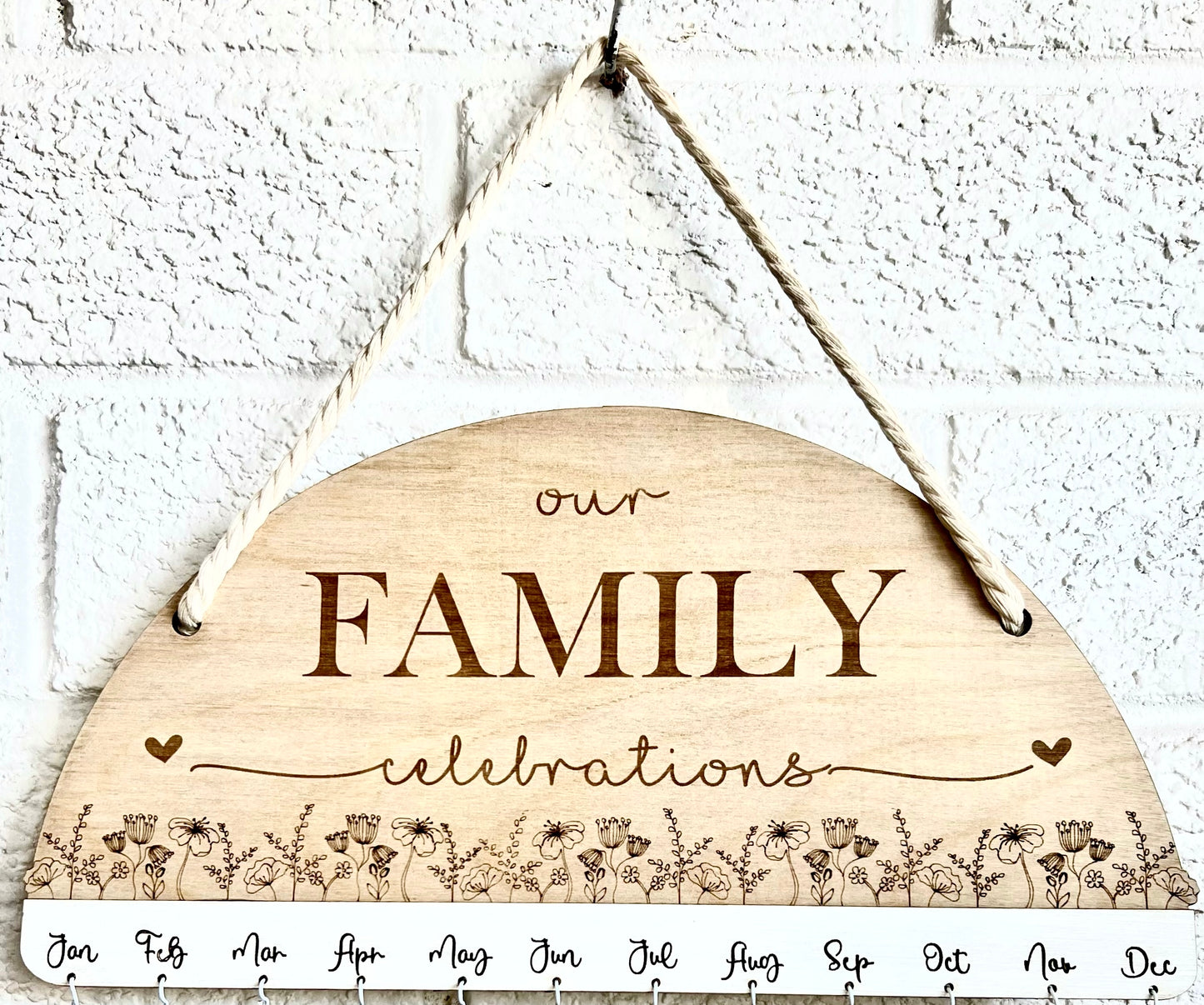 Wooden Floral "Our Family Celebrations" Calendar - Design Hut