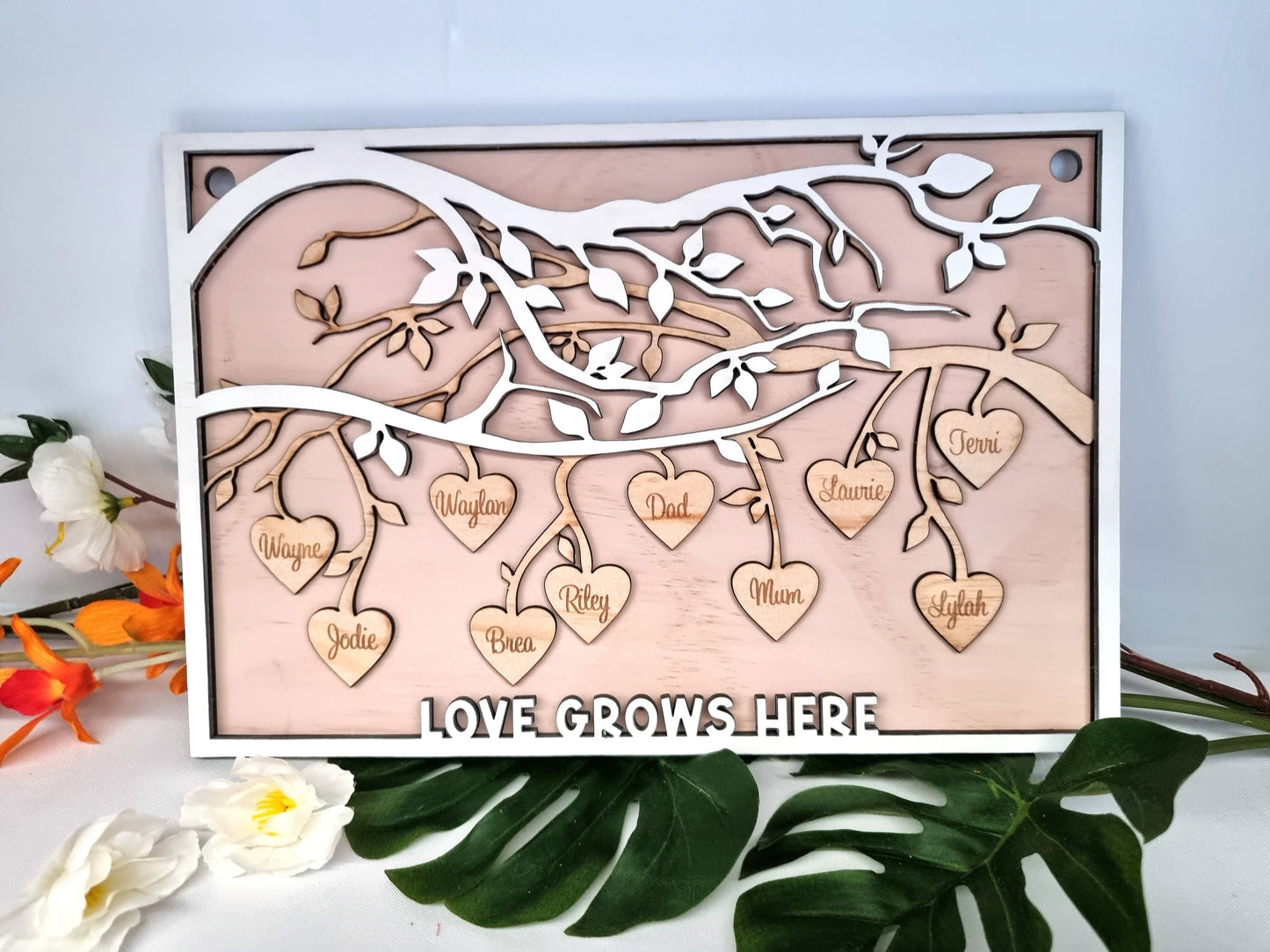 Hanging layered Wooden 3D Family Tree | Design Hut