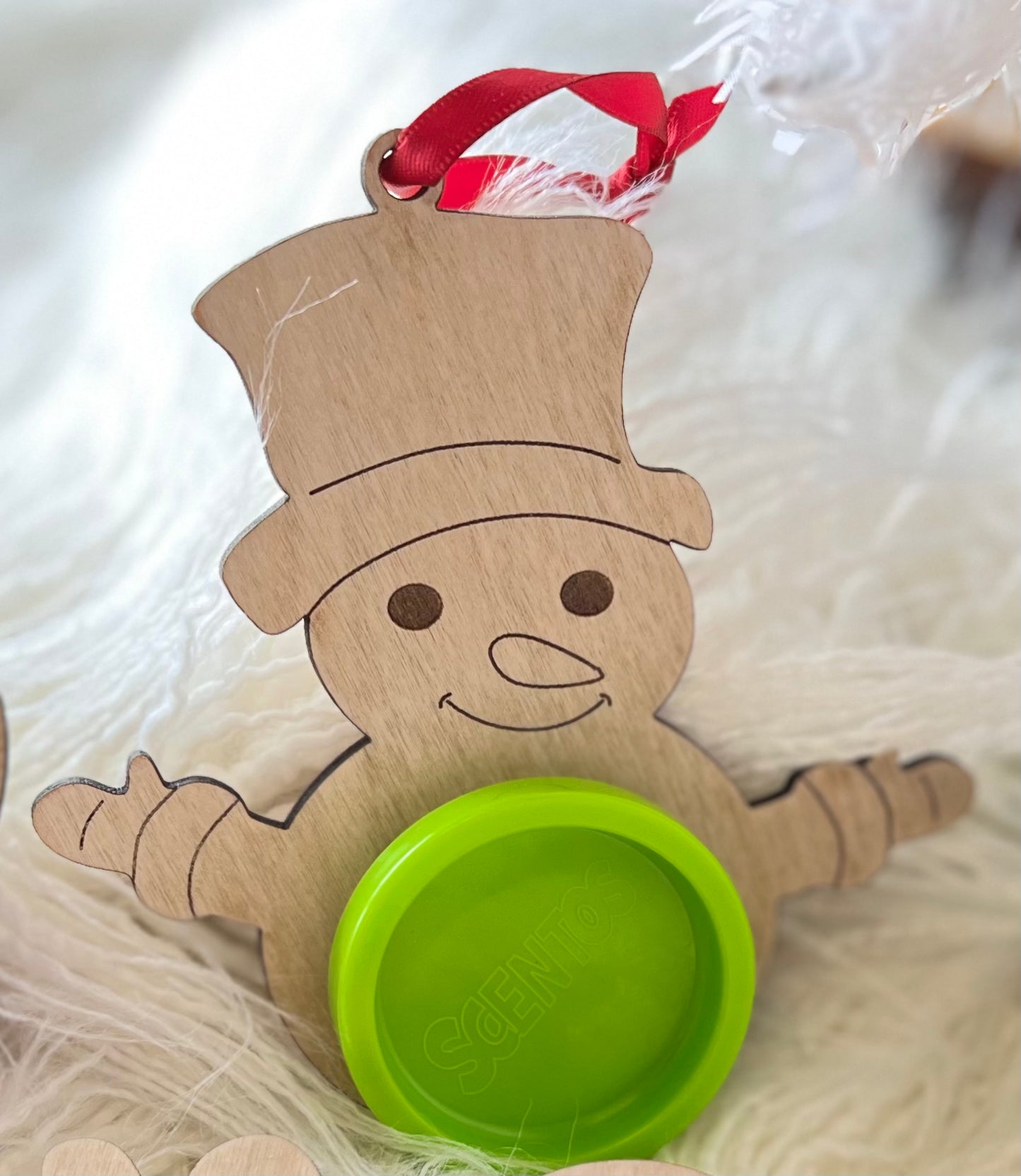 Wooden Christmas Ornament with Scented play dough