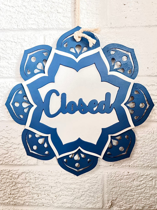 Mandala Sun Open & Close Sign | Design Hut